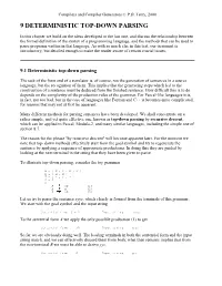 9 Deterministic Top-Down Parsing