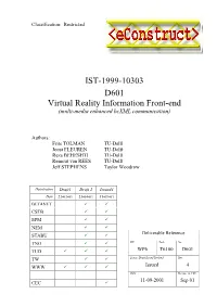 IST-1999-10303 D601 Virtual Reality Information Front-End (Multi-Media Enhanced Bcxml Communication)