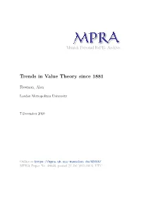 Trends in Value Theory Since 1881
