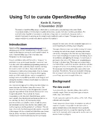 Using Tcl to Curate Openstreetmap Kevin B