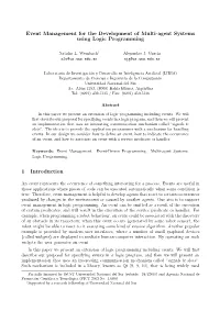 Event Management for the Development of Multi-Agent Systems Using Logic Programming