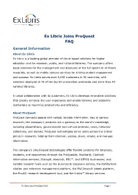 Ex Libris Joins Proquest FAQ