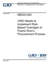 GAO-21-229, MEDICAID: CMS Needs to Implement Risk-Based Oversight