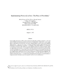Implementing Protocols in Java: the Price of Portability ¢¡