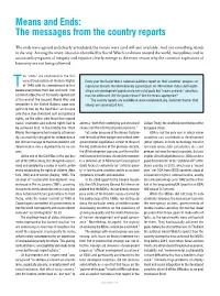 Means and Ends: the Messages from the Country Reports