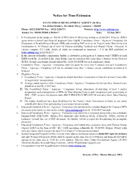 Notice for Time Extension