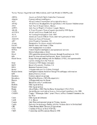 Terms, Names, Organizational Abbreviations, and Code Words in OSS Records