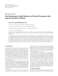 The Estimation of Acidic Behavior of Wood by Treatment with Aqueous Na2hpo4 Solution