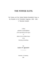 The Power Elite: the Treasure and New Zealand Business Roundtable's