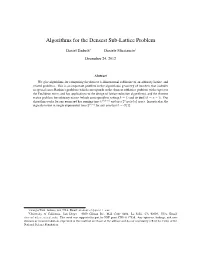 Algorithms for the Densest Sub-Lattice Problem