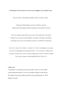 Contributions of Nonverbal Cues to the Accurate Judgment of Personality Traits