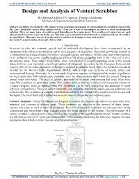 Design and Analysis of Venturi Scrubber H.A.Khandes.S.Dalvi,P.V.Agrawal, .P.Singh,A.Lokhande Mechanical Department,Savtribaiphule University