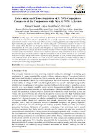 Fabrication and Characterization of Al 7075-Cenosphere Composite & Its