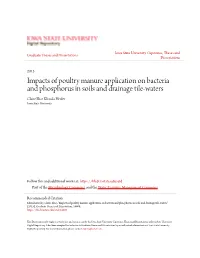 Impacts of Poultry Manure Application on Bacteria and Phosphorus in Soils and Drainage Tile-Waters Claire Elise Klimala Hruby Iowa State University