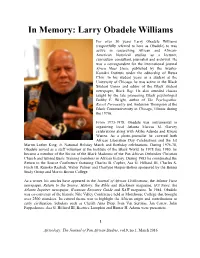 In Memory: Larry Obadele Williams