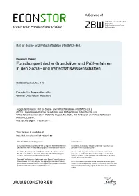 Principles and Review Procedures of Research Ethics in the Social and Economic Sciences