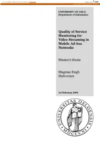 Quality of Service Monitoring for Video Streaming in Mobile Ad-Hoc Networks