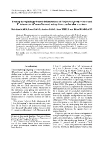 Testing Morphology-Based Delimitation of Vulpicida Juniperinus and V