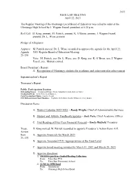 3633 REGULAR MEETING April 22, 2021 the Regular Meeting of The