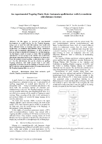An Experimental Tagalog Finite State Automata Spellchecker with Levenshtein Edit-Distance Feature