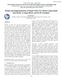 Design and Implementation of Single Node Noc Router Using Small Side