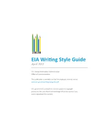 EIA Writing Style Guide April 2015