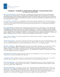 GEORGE C. MARSHALL RESEARCH LIBRARY COLLECTIONS LIST (Last Updated: November 13, 2015)