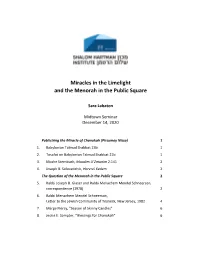Miracles in the Limelight and the Menorah in the Public Square