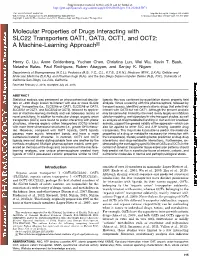 Molecular Properties of Drugs Interacting with SLC22 Transporters OAT1, OAT3, OCT1, and OCT2: a Machine-Learning Approach S
