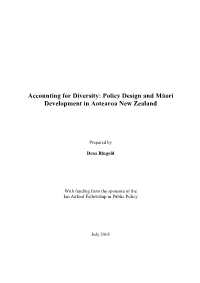 Policy Design and Māori Development in Aotearoa New Zealand
