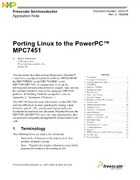 Porting Linux to the Powerpc MPC7451