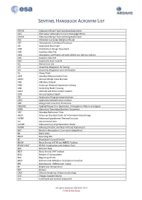 Sentinel Handbook Acronym List