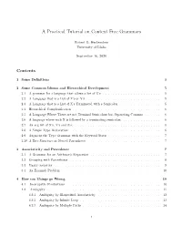 A Practical Tutorial on Context Free Grammars