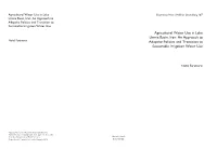 Agricultural Water Use in Lake Urmia Basin, Iran: an Approach to Nahal Faramarzi Adaptive Policies and Transition to Sustainable Irrigation Water Use