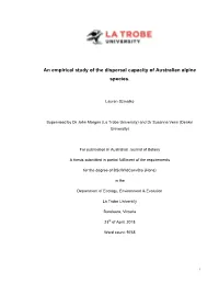 An Empirical Study of the Dispersal Capacity of Australian Alpine Species
