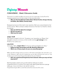 Defining Moments FORGIVENESS - Week 2 Discussion Guide