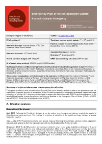 Emergency Plan of Action Operation Update Burundi: Complex Emergency