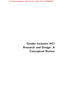 Gender-Inclusive HCI Research and Design: a Conceptual Review Full Text Available At