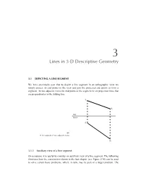Lines in 3-D Descriptive Geometry