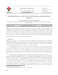 Relationships Between Category Theory and Functional Programming with an Application