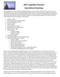 2021 Legislative Session Key Actions Summary