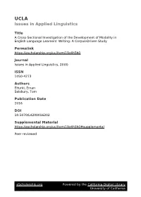 A Cross-Sectional Investigation of the Development of Modality in English Language Learners’ Writing: a Corpus-Driven Study