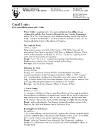 Canal Stories Background Information and Credits