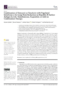 Combination of Entecavir Or Tenofovir with Pegylated Interferon