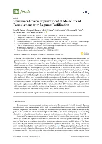 Consumer-Driven Improvement of Maize Bread Formulations with Legume Fortiﬁcation