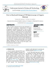 How to Read and Interpret FTIR Spectroscope of Organic Material