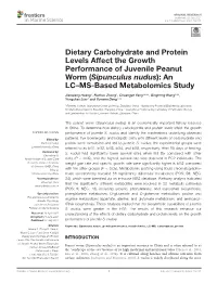 Sipunculus Nudus): an LC–MS-Based Metabolomics Study