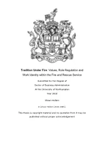 Values, Role Regulation and Work Identity Within the Fire and Rescue Service