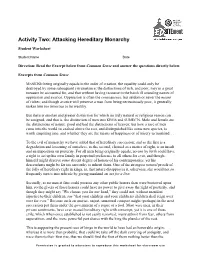 Attacking Hereditary Monarchy