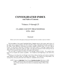 CONSOLIDATED INDEX and Table of Contents